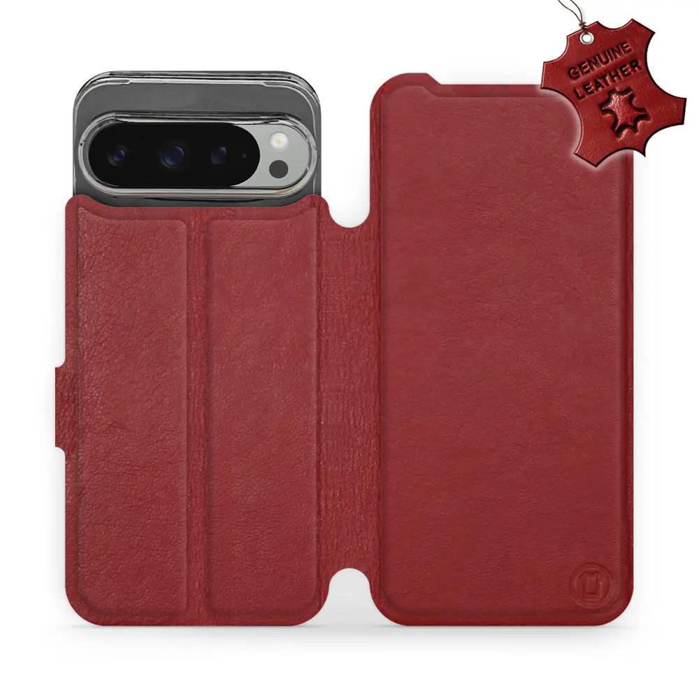 Kožené flip pouzdro Mobiwear - Google Pixel 9 Pro XL - Tmavě červené