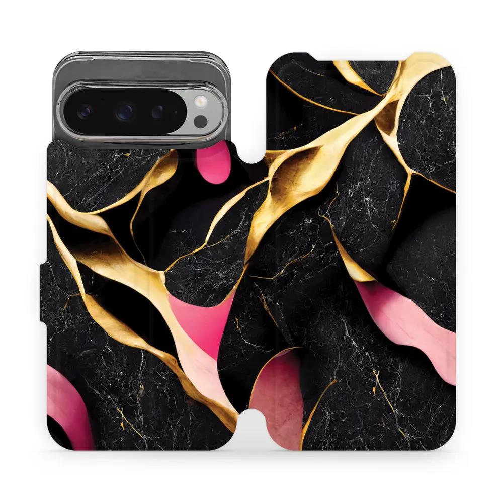 Flipové pouzdro Mobiwear - Google Pixel 9 Pro XL - VP35S Černý a zlatavý mramor