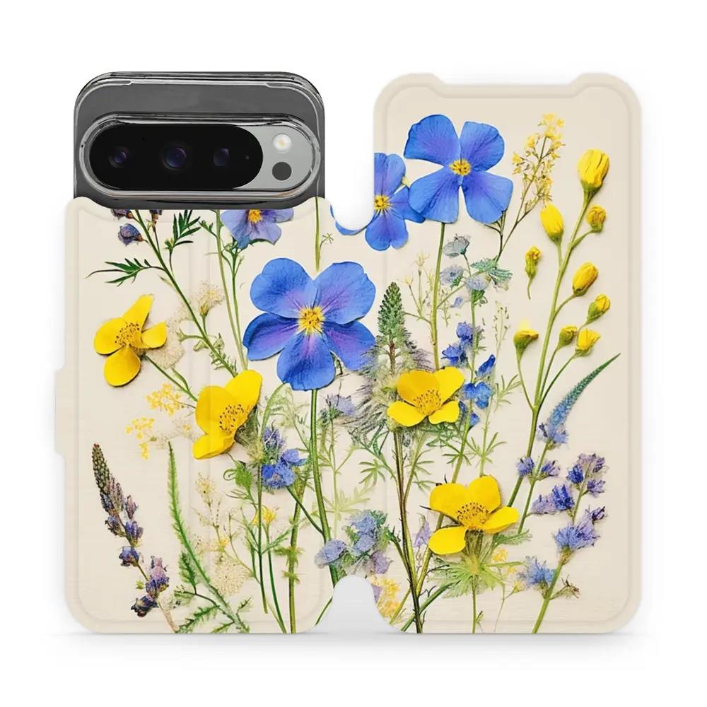 Flipové pouzdro Mobiwear - Google Pixel 9 Pro XL - VP41S Modré a žluté kvítky