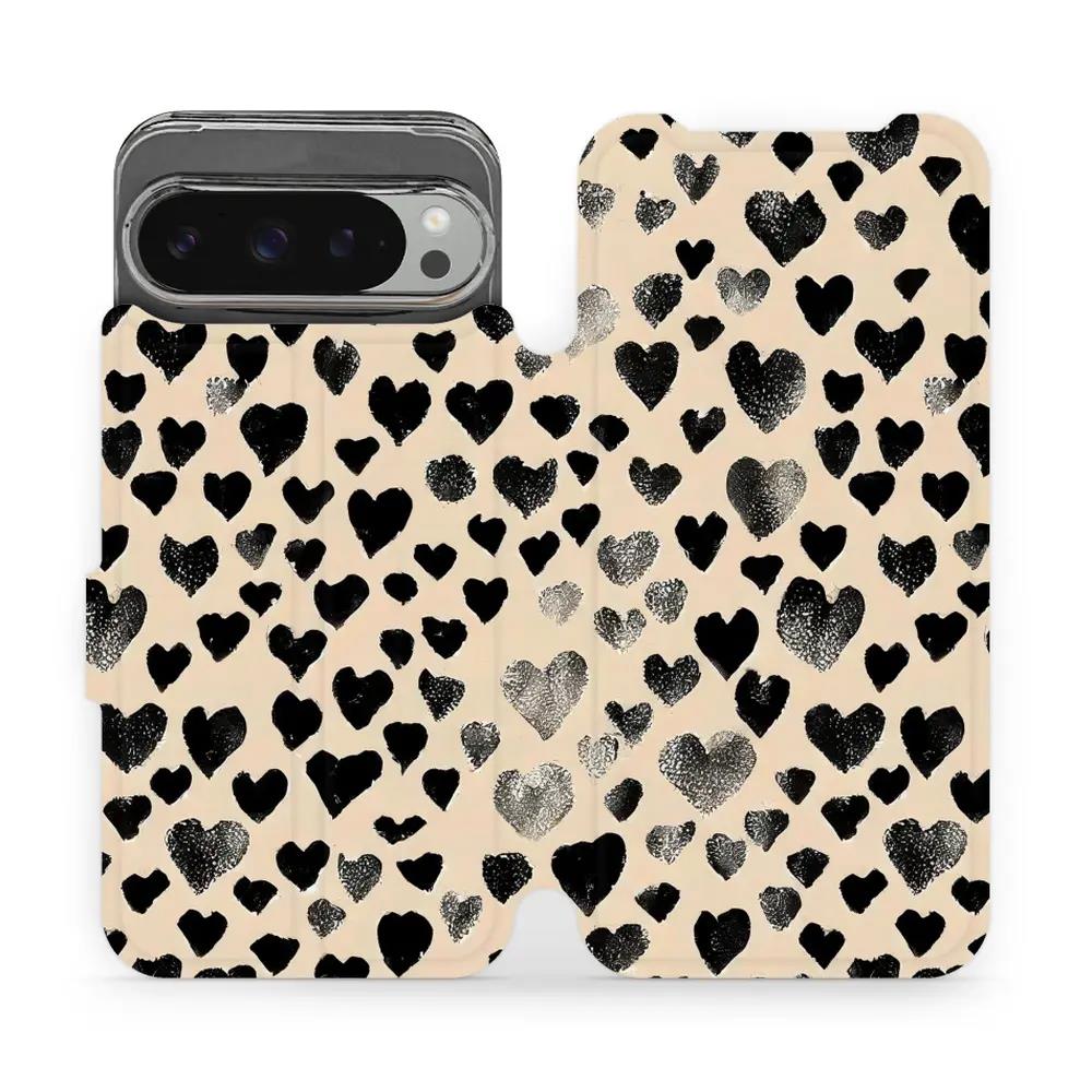 Flipové pouzdro Mobiwear - Google Pixel 9 Pro XL - VA51S Černá srdíčka