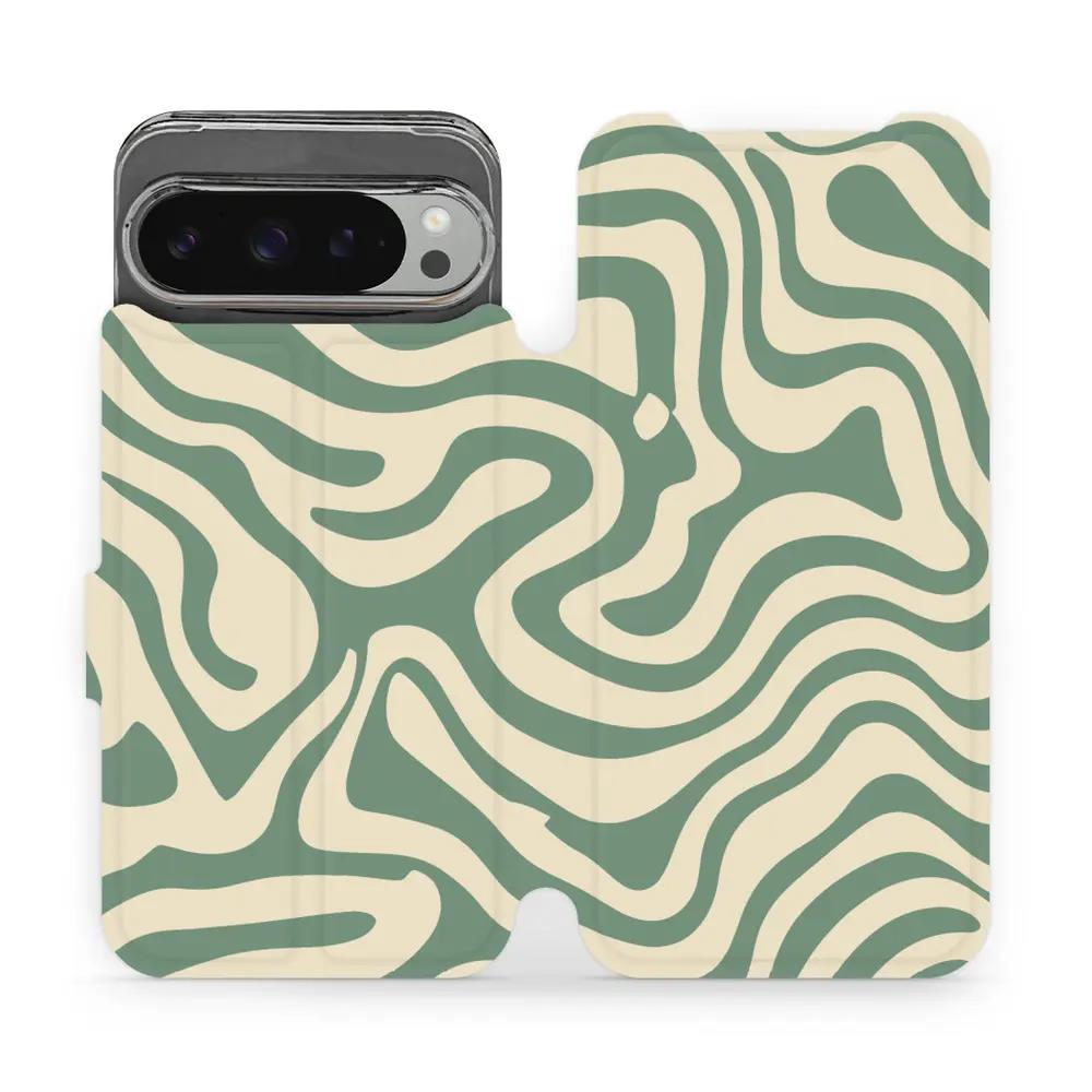 Flipové pouzdro Mobiwear - Google Pixel 9 Pro XL - VA57S Zelené a béžové zkrouceniny