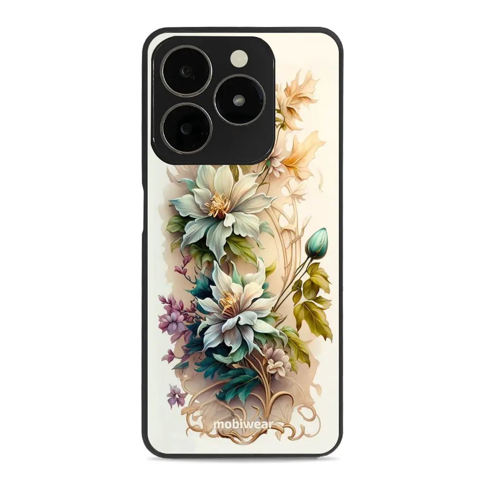 Lesklý kryt Mobiwear Glossy - Realme C61 - G014G Krémové květy