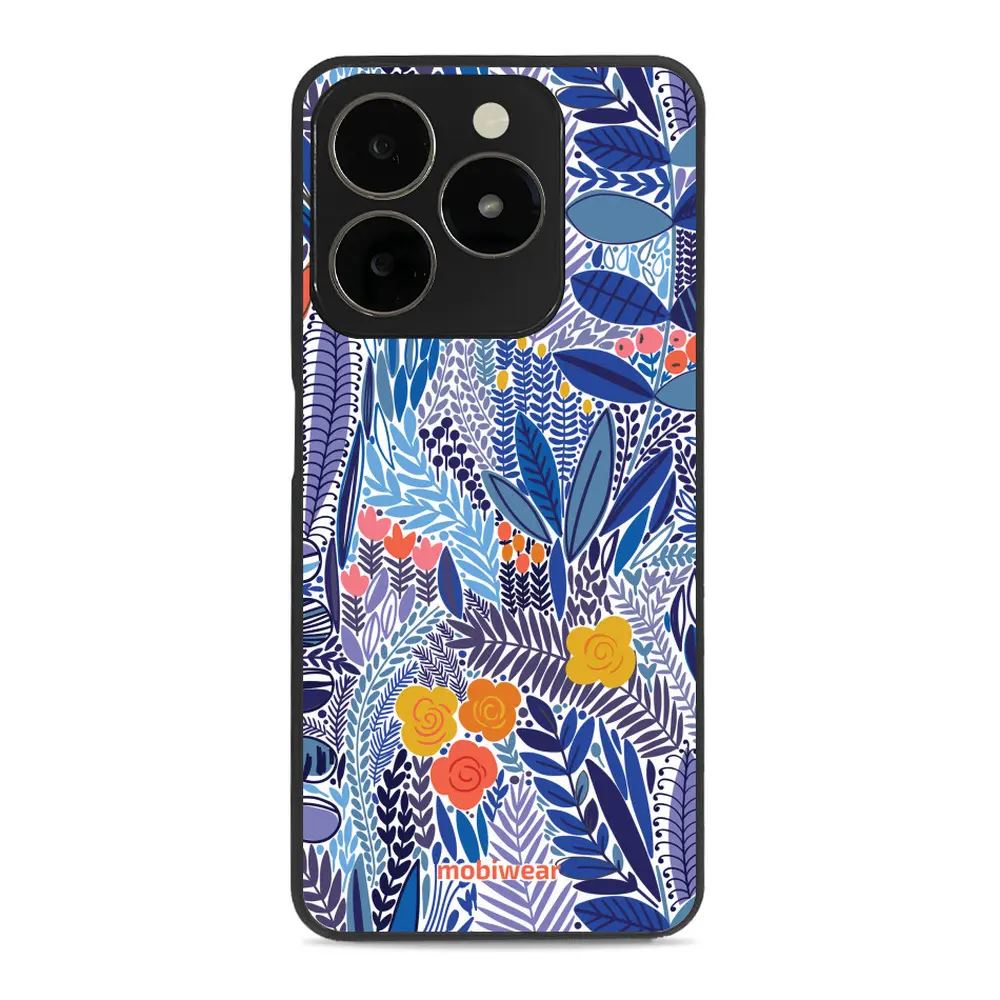 Lesklý kryt Mobiwear Glossy - Realme C61 - G037G - Modrá květena