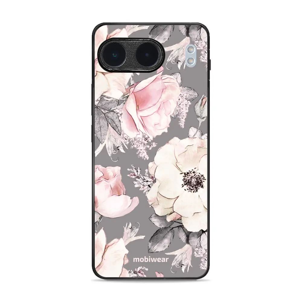 Lesklý kryt Mobiwear Glossy - OnePlus Nord 4 5G - G034G - Květy na šedém pozadí