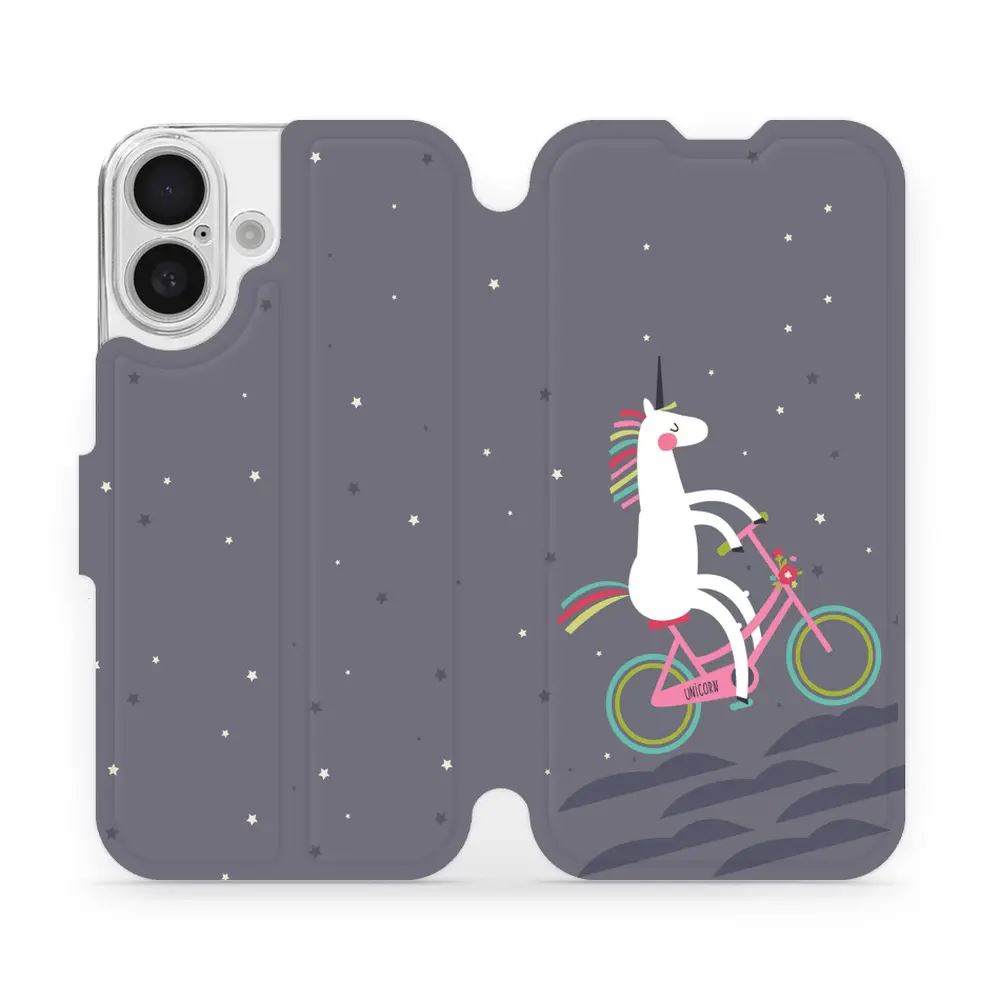 Flipové pouzdro Mobiwear - Apple iPhone 16 - V024P Jednorožec na kole