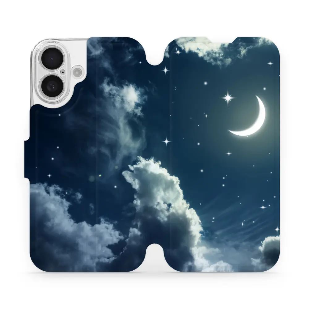 Flipové pouzdro Mobiwear - Apple iPhone 16 - V145P Noční obloha s měsícem