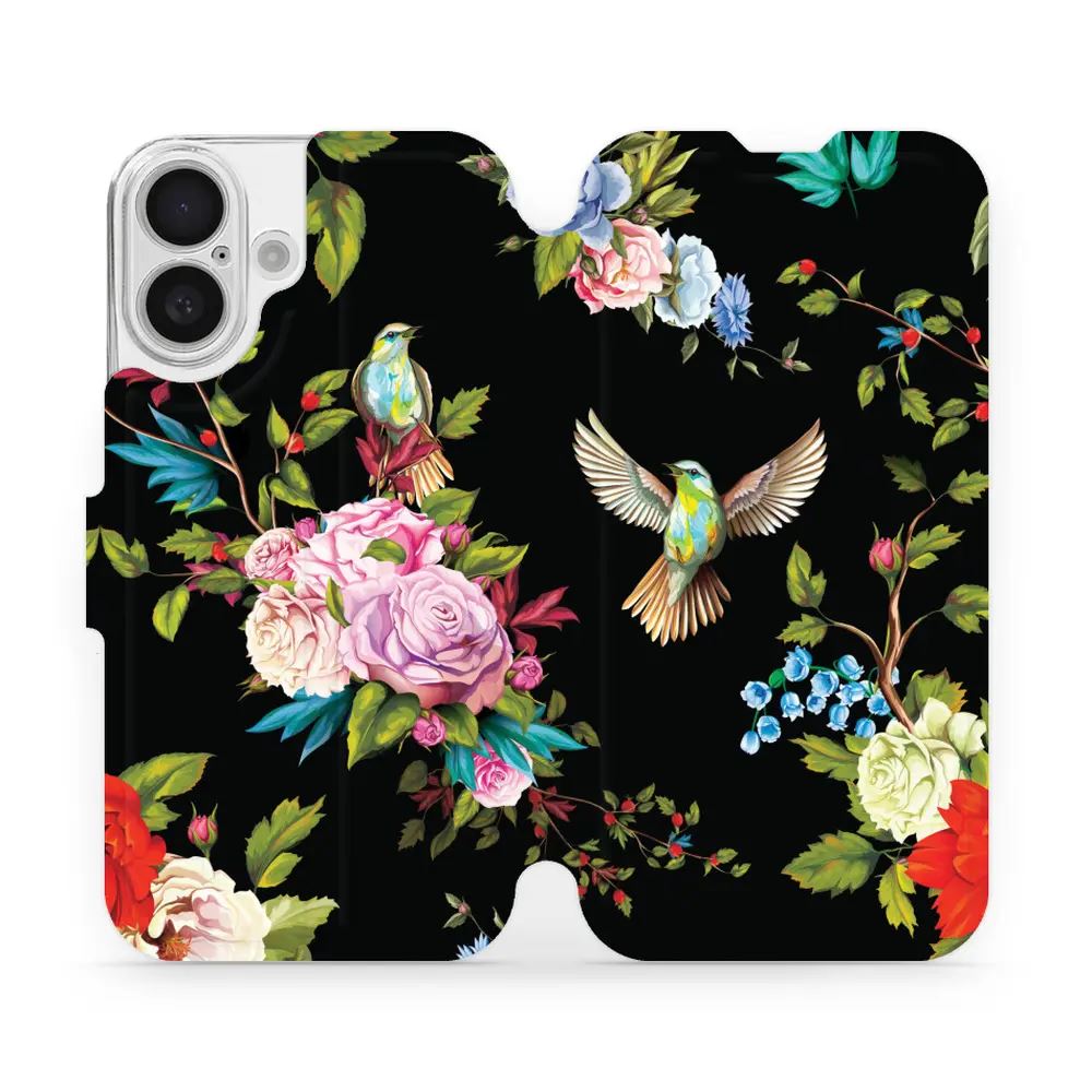 Flipové pouzdro Mobiwear - Apple iPhone 16 - VD09S Ptáčci a květy