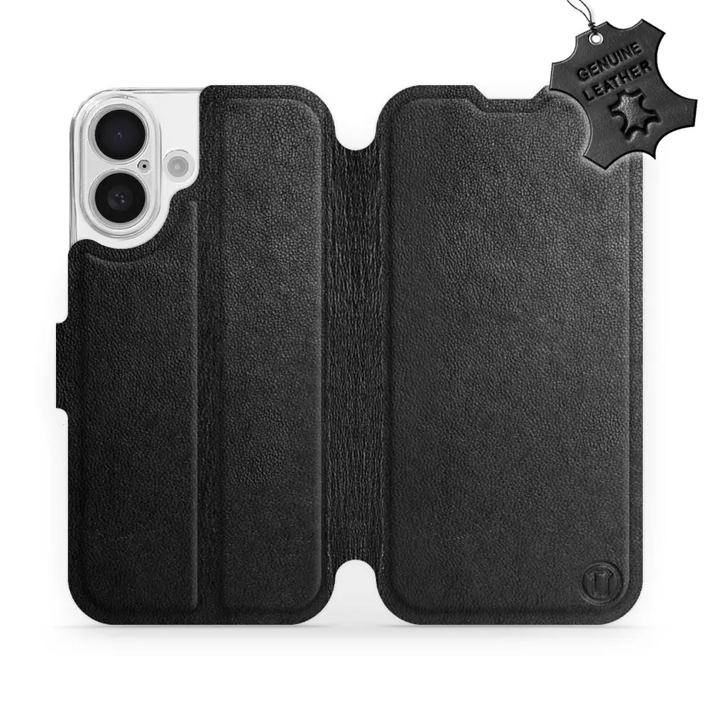 Kožené flip pouzdro Mobiwear - Apple iPhone 16 - Černé