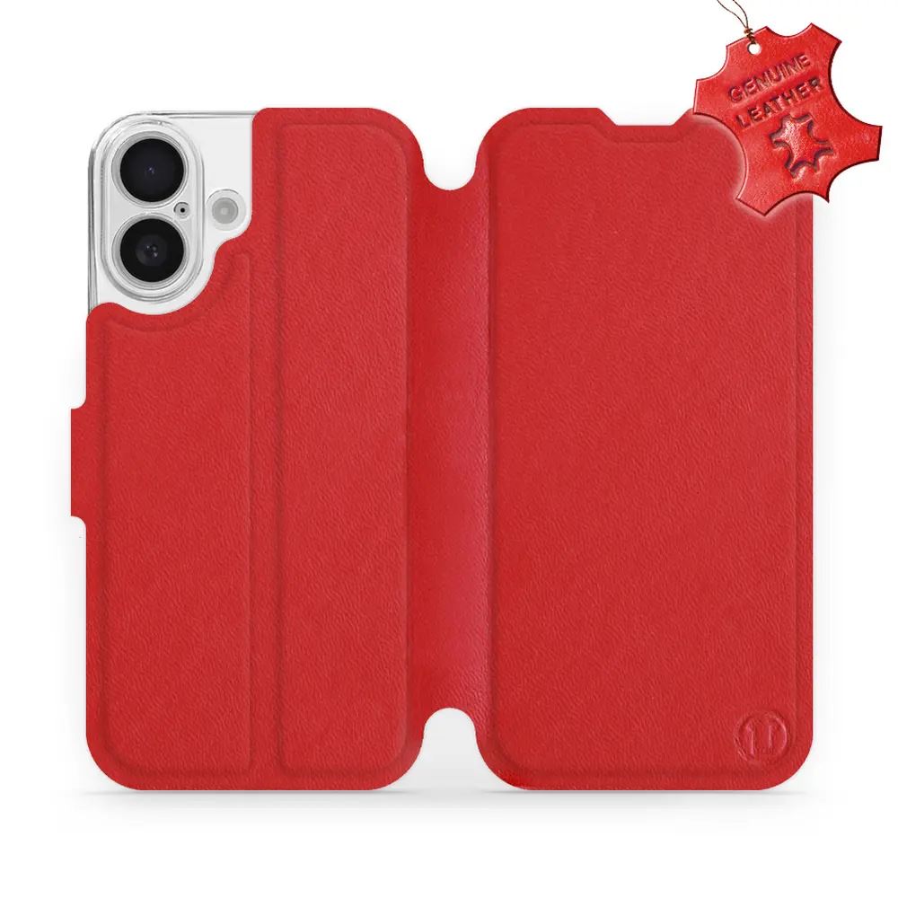 Kožené flip pouzdro Mobiwear - Apple iPhone 16 - Červené