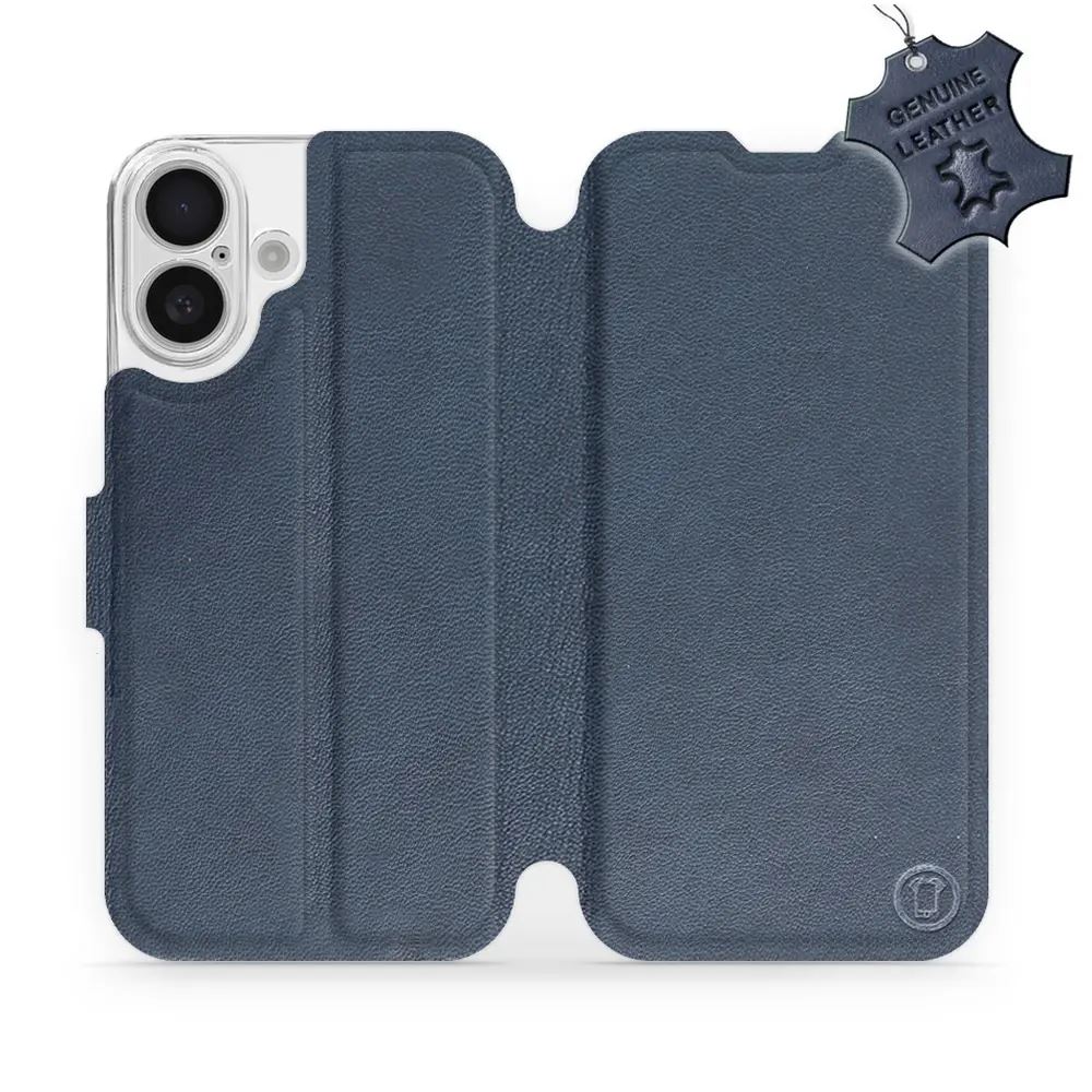Kožené flip pouzdro Mobiwear - Apple iPhone 16 - Modré