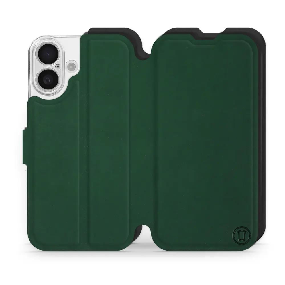 Flipové pouzdro Mobiwear Semiš - Apple iPhone 16 - Zelené & Černé