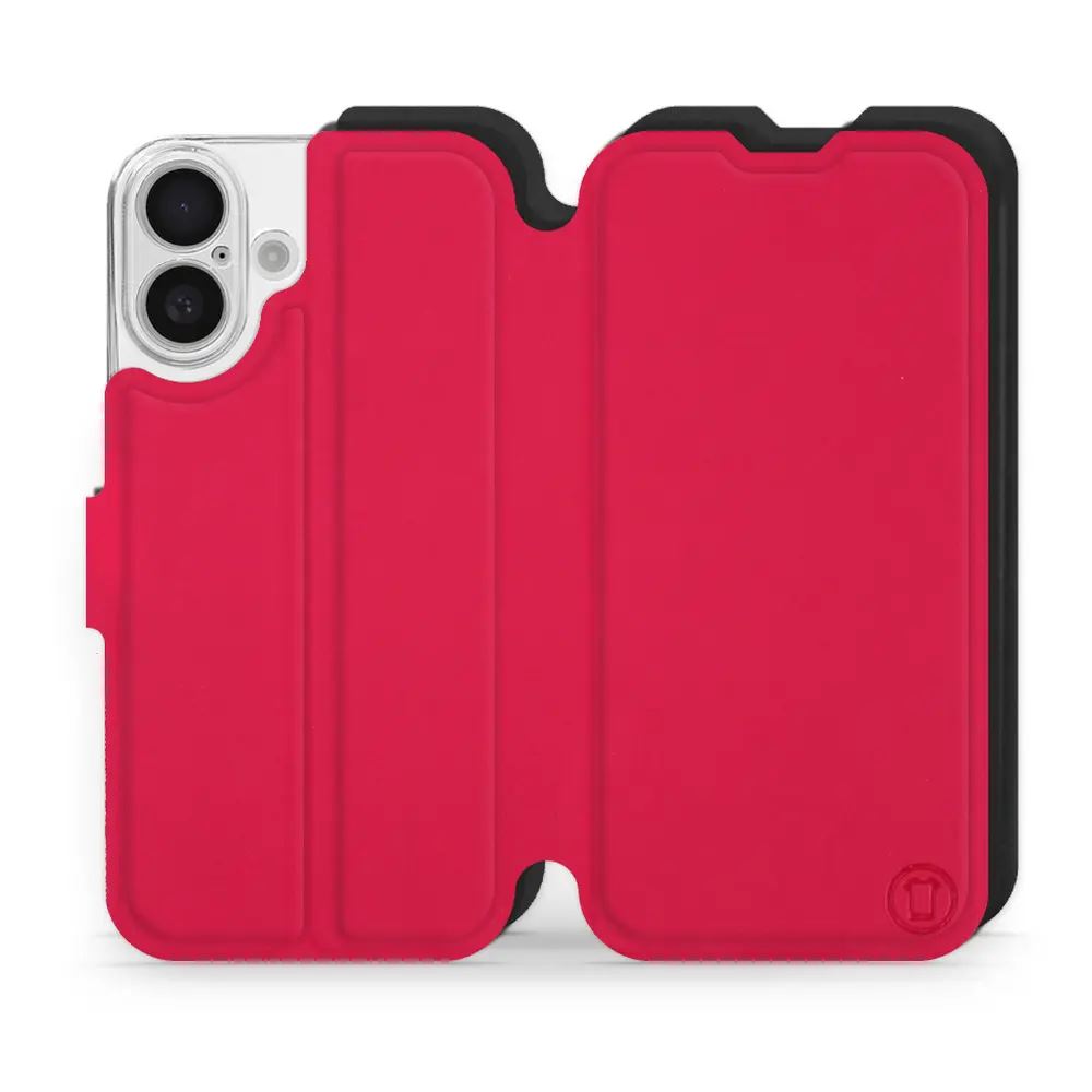 Flipové pouzdro Mobiwear Semiš - Apple iPhone 16 - Rudé & Černé