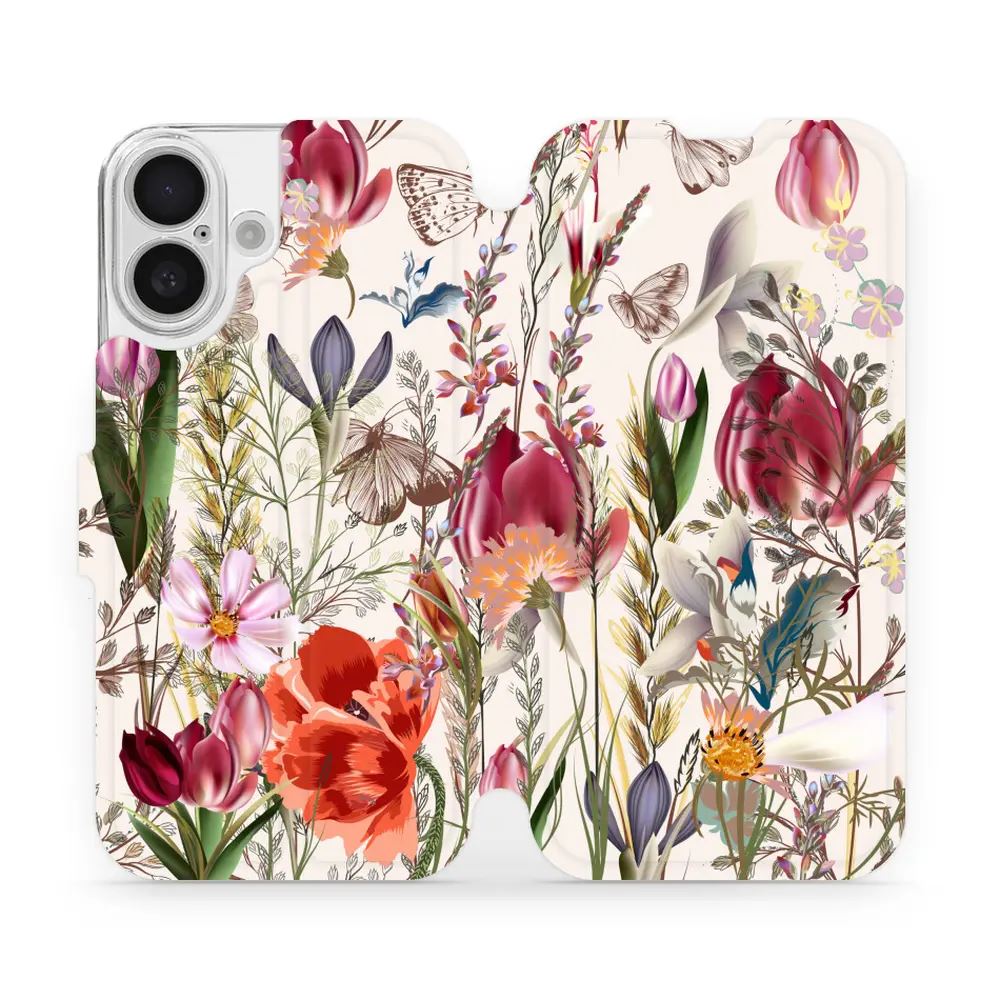 Flipové pouzdro Mobiwear - Apple iPhone 16 - MP01S Rozkvetlá louka