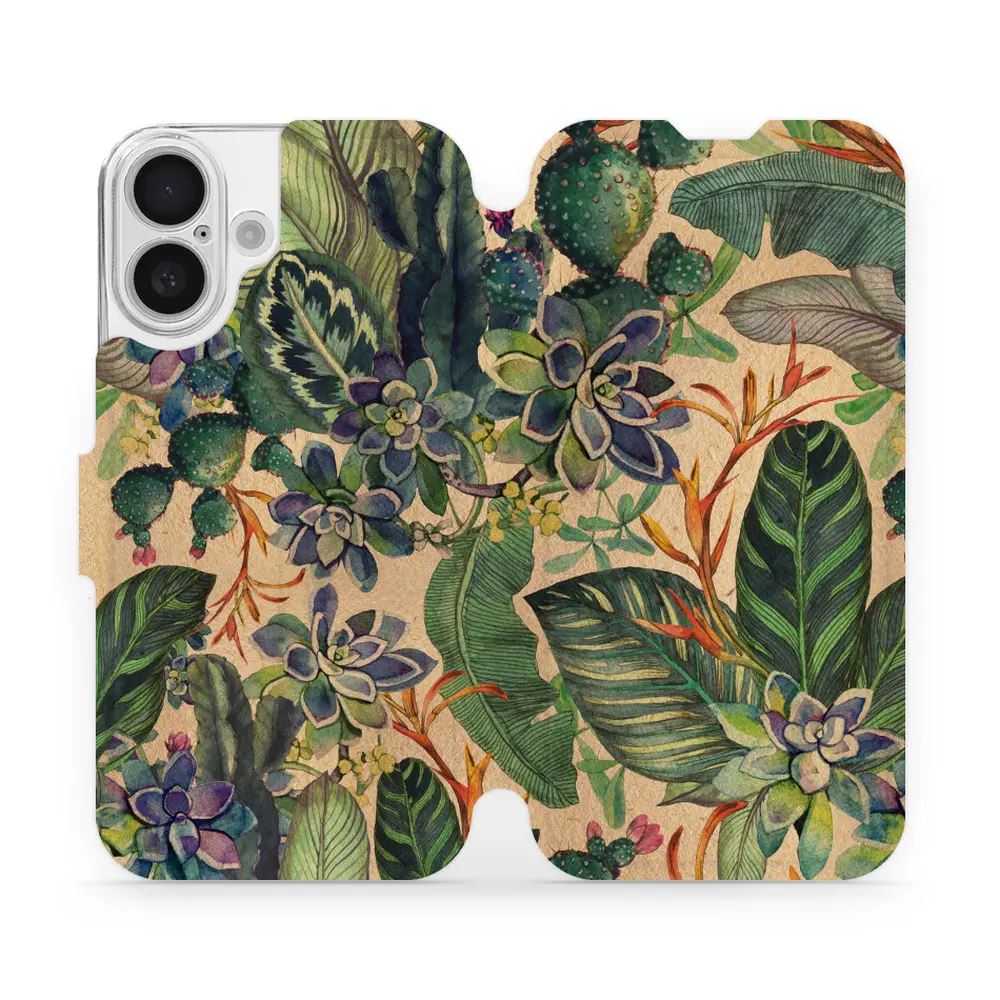 Flipové pouzdro Mobiwear - Apple iPhone 16 - VP05S Sukulenty
