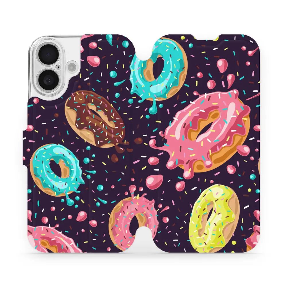 Flipové pouzdro Mobiwear - Apple iPhone 16 - VP19S Donutky