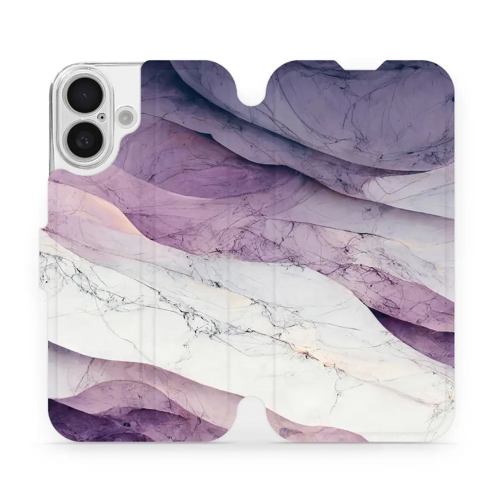 Flipové pouzdro Mobiwear - Apple iPhone 16 - VP31S Bílý a fialový mramor
