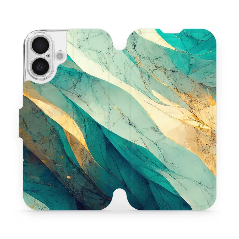 Flipové pouzdro Mobiwear - Apple iPhone 16 - VP37S Zlatavý a zelenkavý mramor