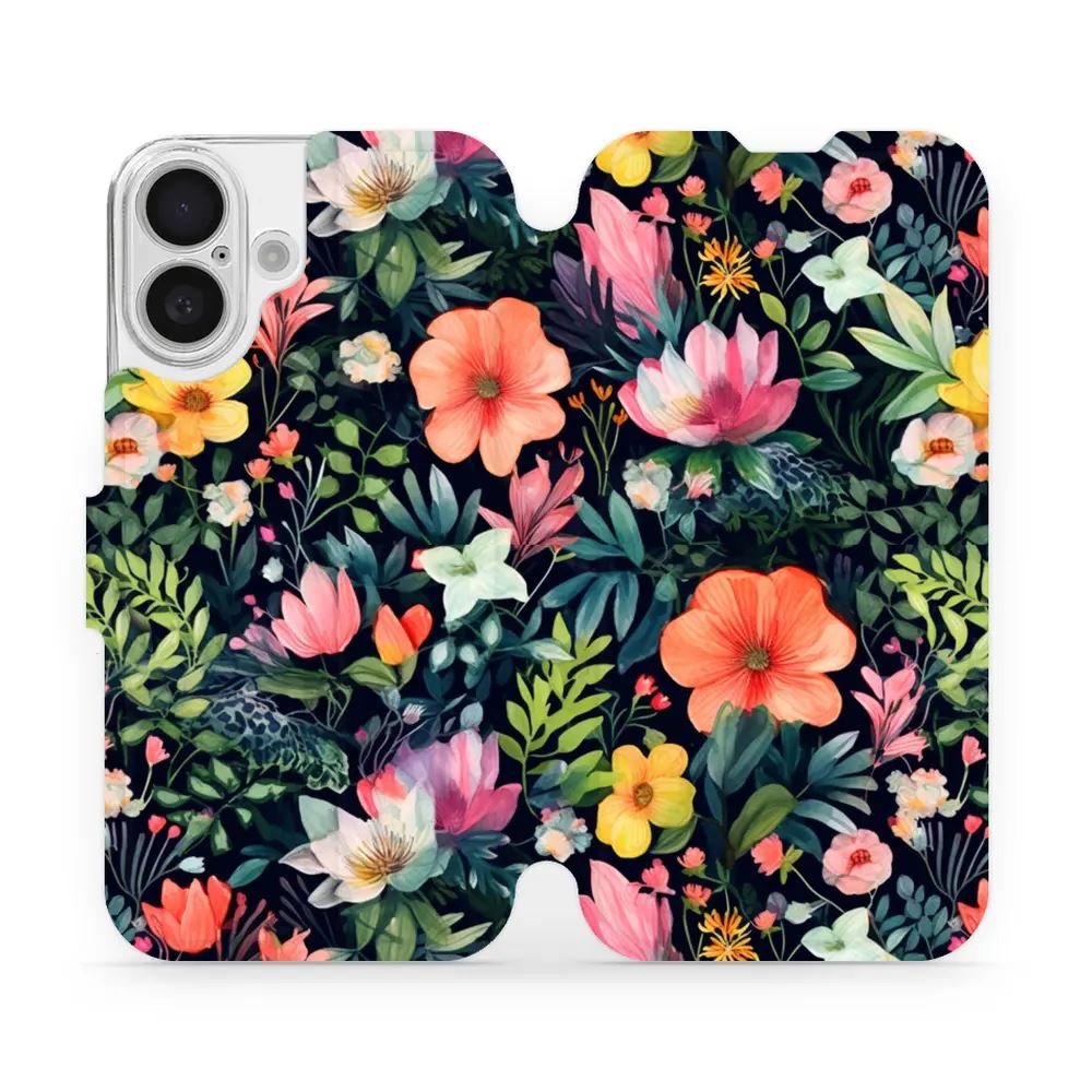 Flipové pouzdro Mobiwear - Apple iPhone 16 - VP48S Pestré kvítky