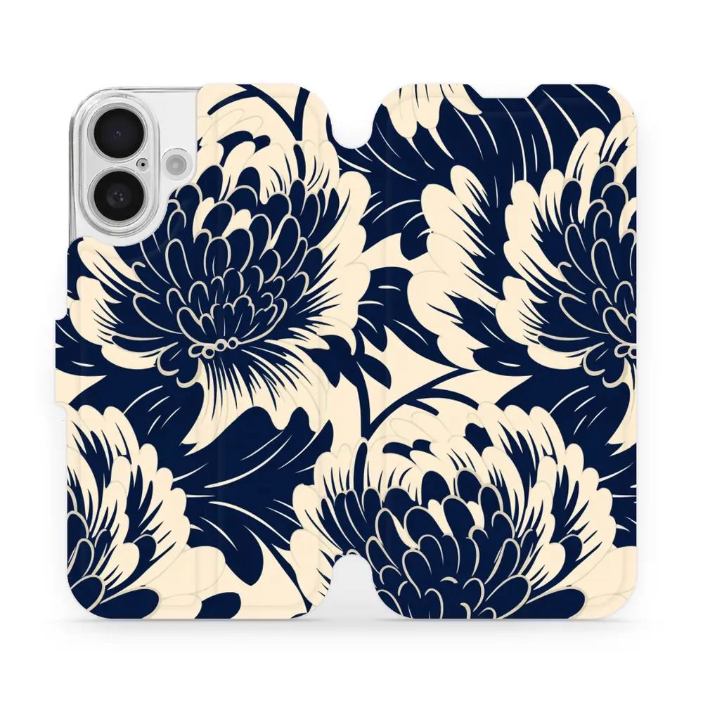 Flipové pouzdro Mobiwear - Apple iPhone 16 - VA40S Modré a béžové květy