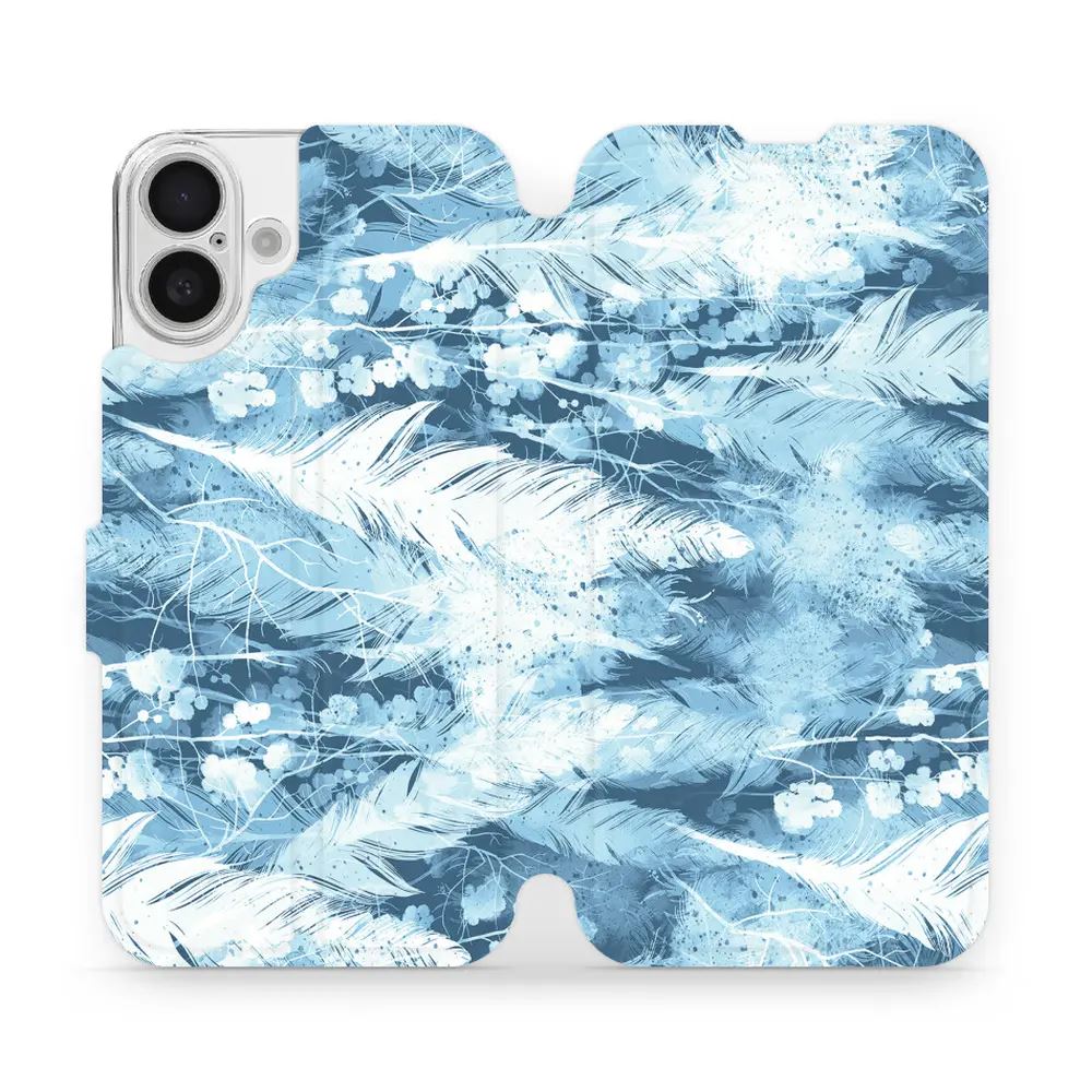 Flipové pouzdro Mobiwear - Apple iPhone 16 Plus - M058S Světle modrá horizontální pírka