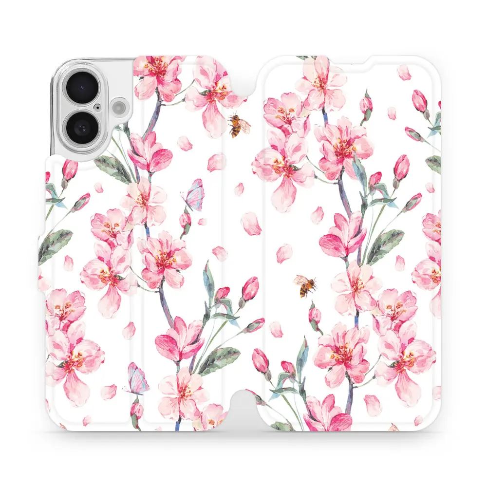 Flipové pouzdro Mobiwear - Apple iPhone 16 Plus - M124S Růžové květy