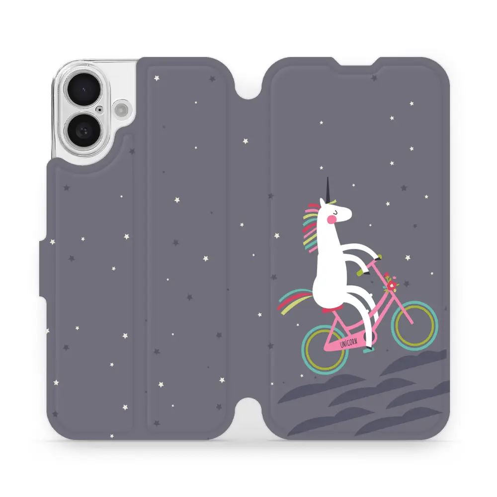 Flipové pouzdro Mobiwear - Apple iPhone 16 Plus - V024P Jednorožec na kole