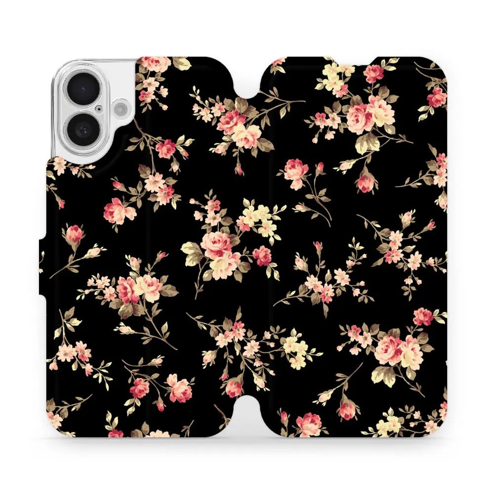 Flipové pouzdro Mobiwear - Apple iPhone 16 Plus - VD02S Květy na černé