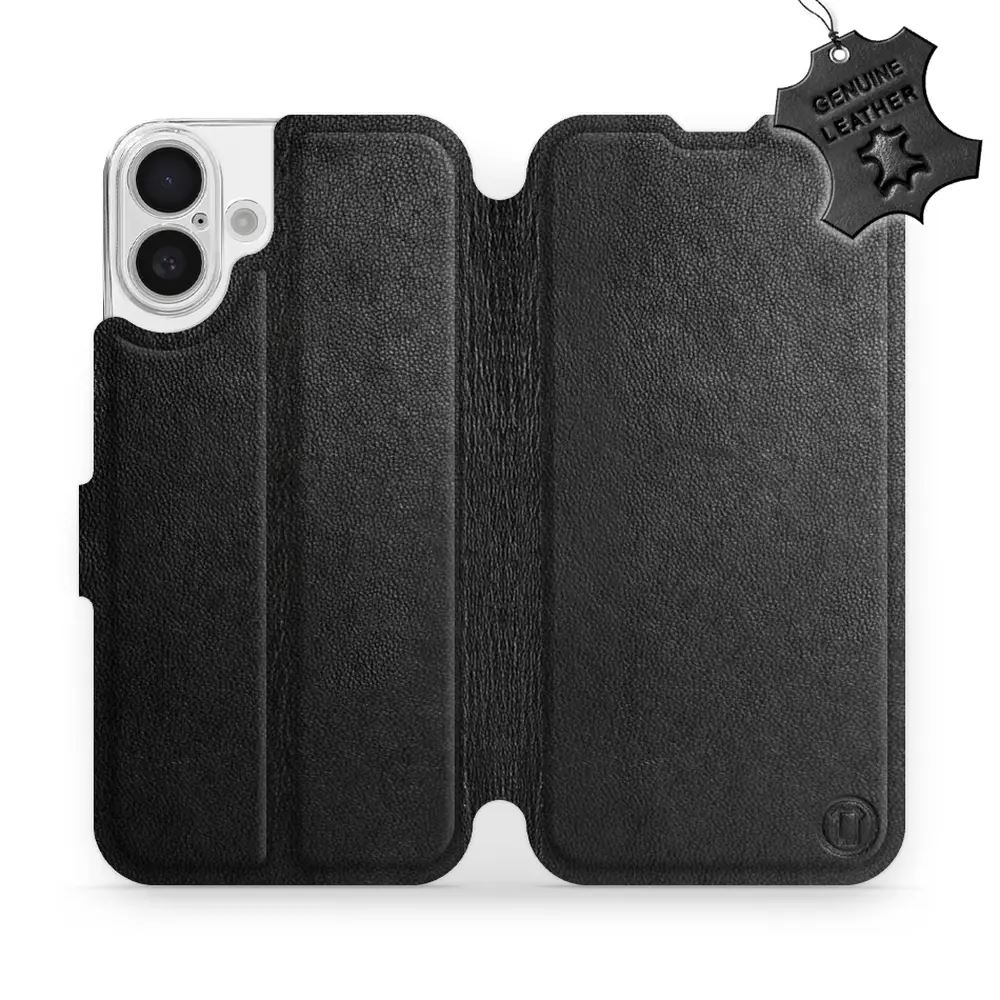 Kožené flip pouzdro Mobiwear - Apple iPhone 16 Plus - Černé