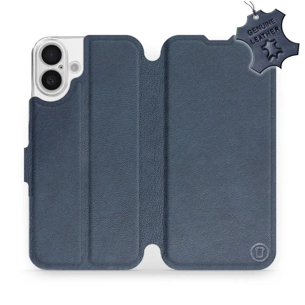 Kožené flip pouzdro Mobiwear - Apple iPhone 16 Plus - Modré