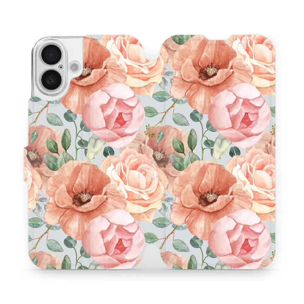 Flipové pouzdro Mobiwear - Apple iPhone 16 Plus - MP02S Pastelové květy