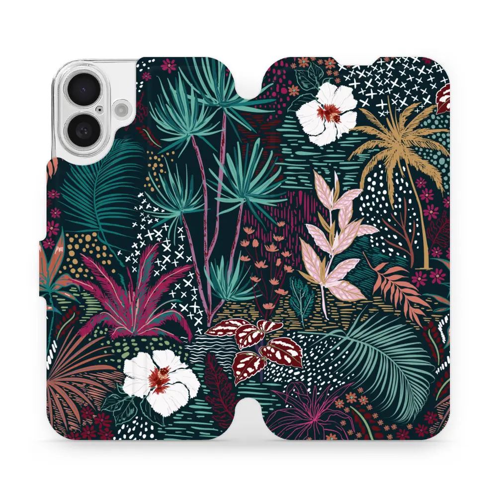 Flipové pouzdro Mobiwear - Apple iPhone 16 Plus - VP13S Temná flóra
