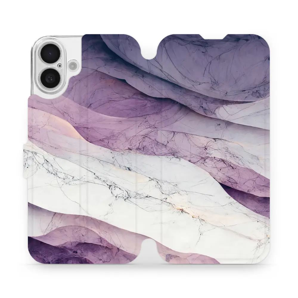 Flipové pouzdro Mobiwear - Apple iPhone 16 Plus - VP31S Bílý a fialový mramor