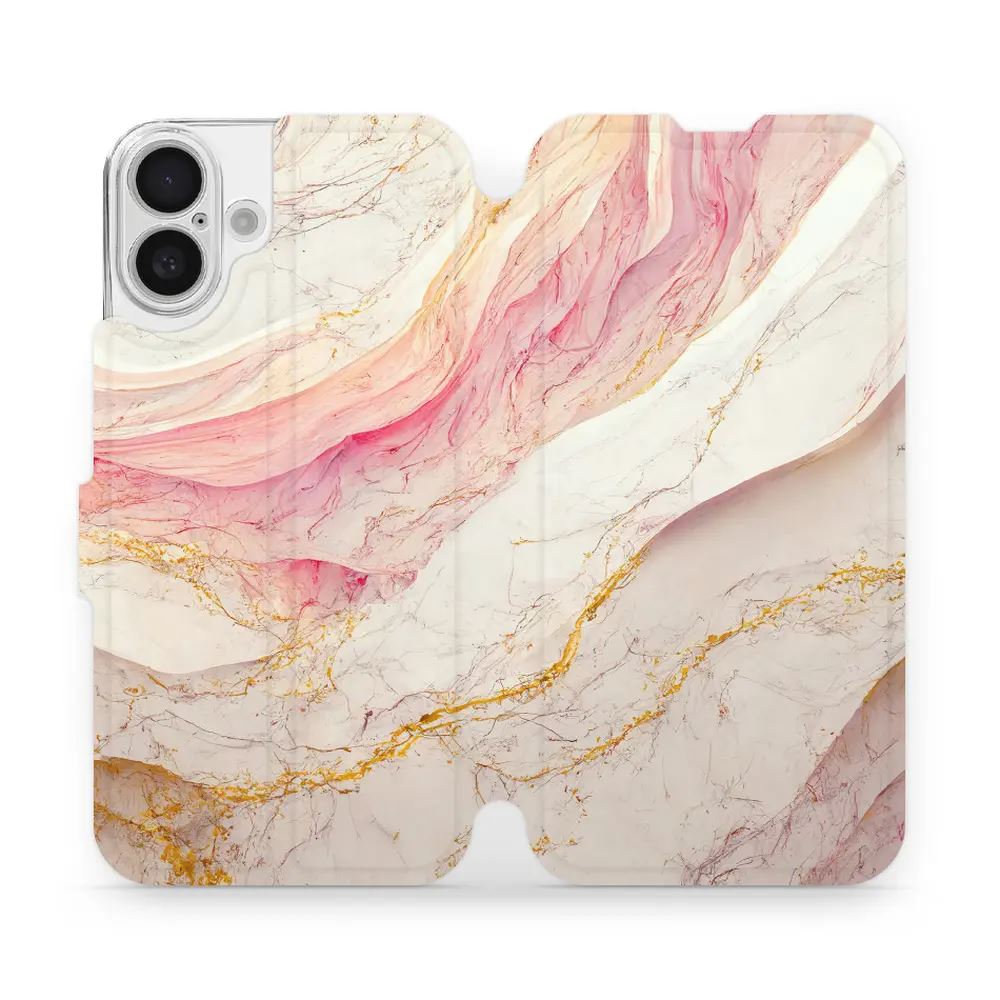 Flipové pouzdro Mobiwear - Apple iPhone 16 Plus - VP32S Růžový a zlatavý mramor