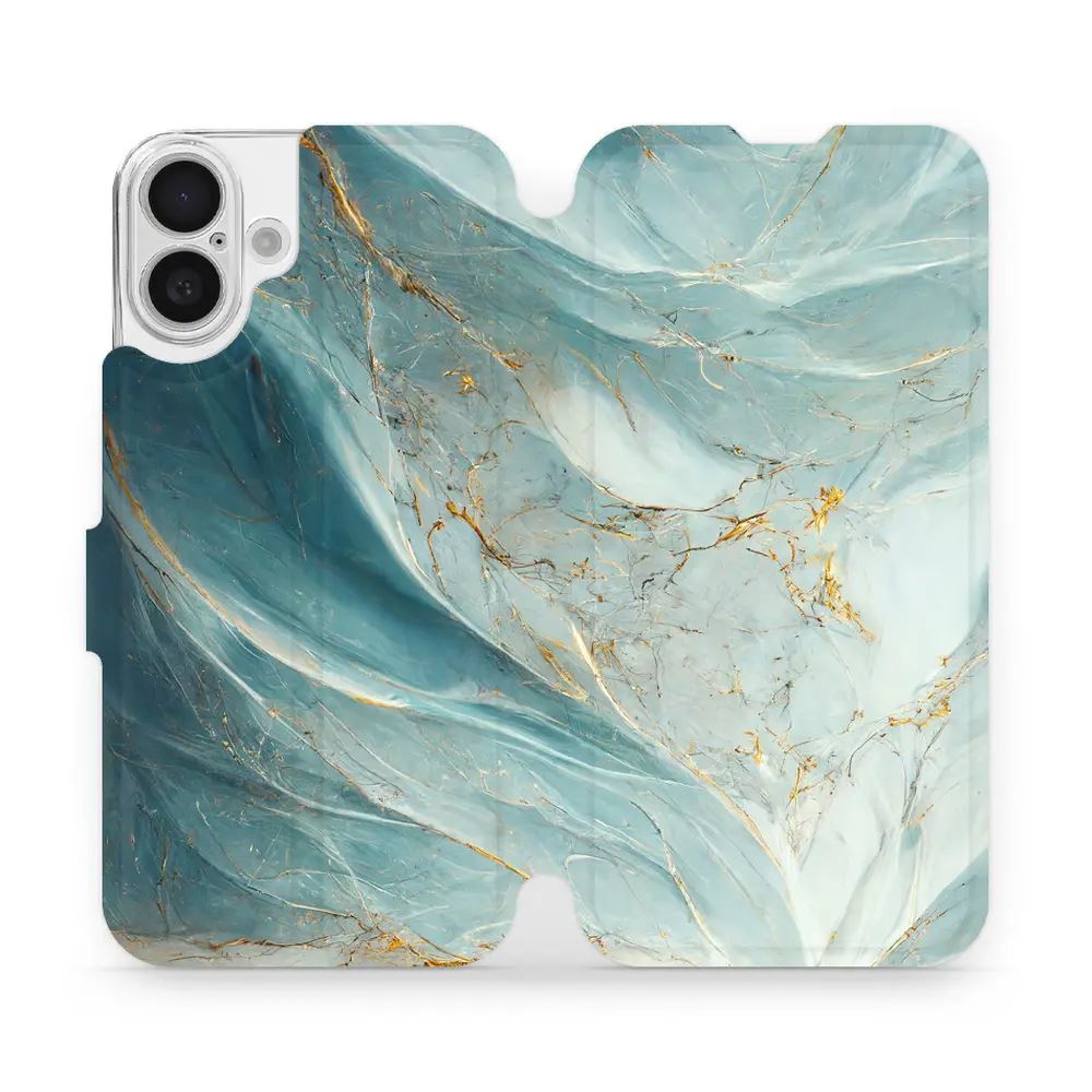 Flipové pouzdro Mobiwear - Apple iPhone 16 Plus - VP34S Zelenkavý a zlatavý mramor