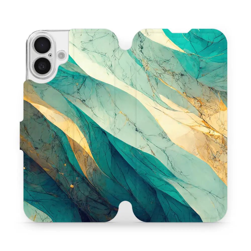 Flipové pouzdro Mobiwear - Apple iPhone 16 Plus - VP37S Zlatavý a zelenkavý mramor