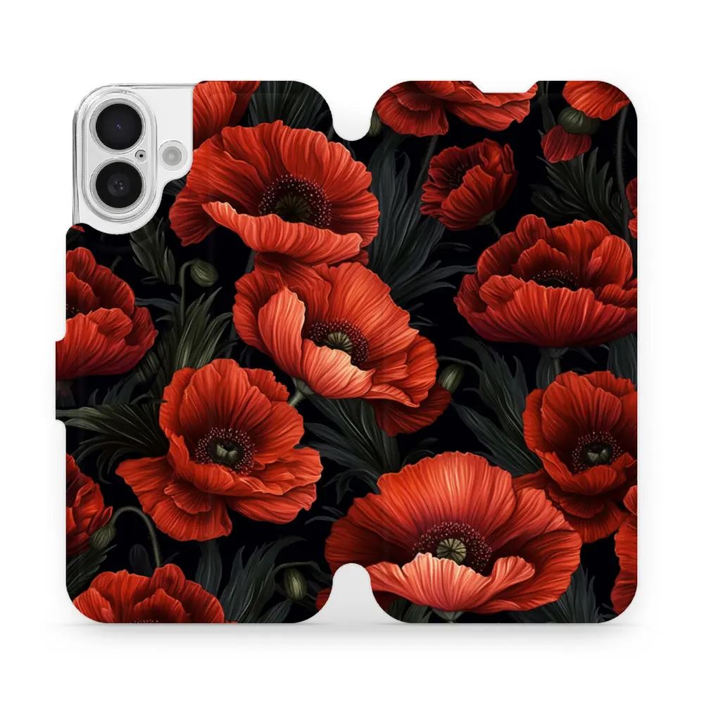 Flipové pouzdro Mobiwear - Apple iPhone 16 Plus - VP45S Temné červené květy