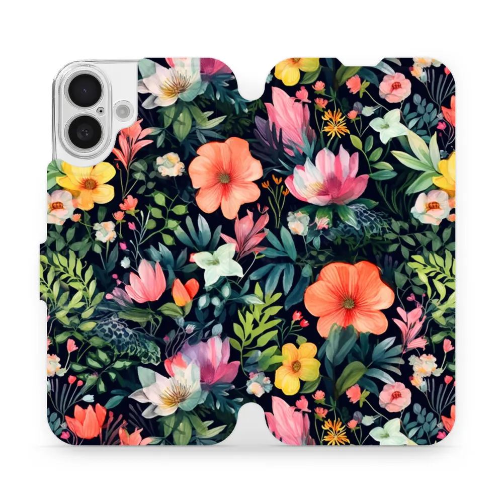 Flipové pouzdro Mobiwear - Apple iPhone 16 Plus - VP48S Pestré kvítky