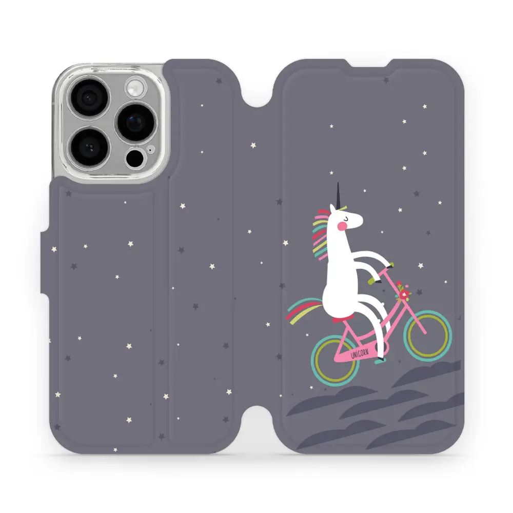 Flipové pouzdro Mobiwear - Apple iPhone 16 Pro - V024P Jednorožec na kole