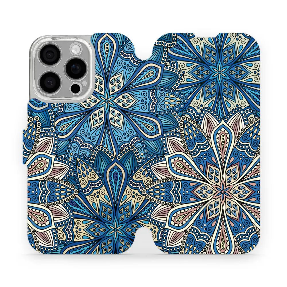 Flipové pouzdro Mobiwear - Apple iPhone 16 Pro - V108P Modré mandala květy