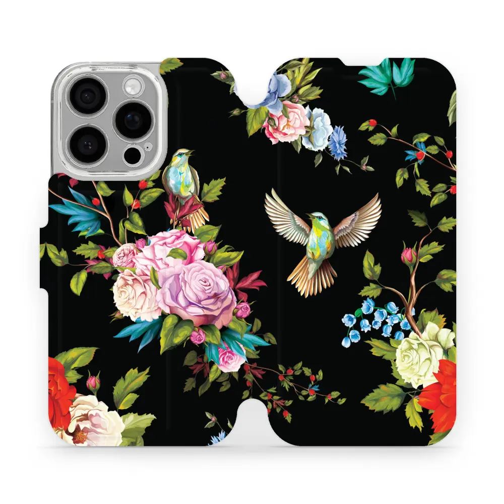 Flipové pouzdro Mobiwear - Apple iPhone 16 Pro - VD09S Ptáčci a květy
