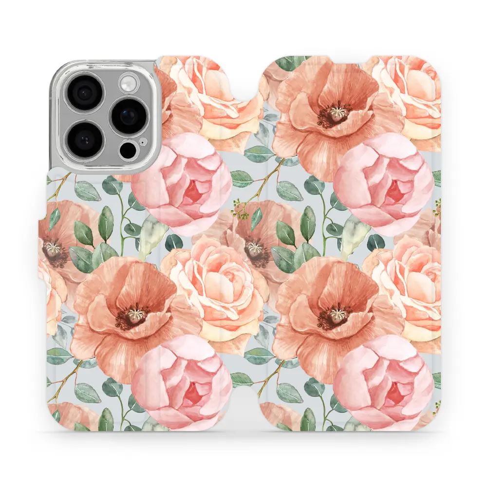Flipové pouzdro Mobiwear - Apple iPhone 16 Pro - MP02S Pastelové květy