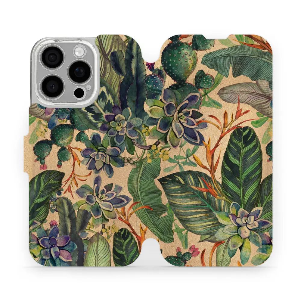 Flipové pouzdro Mobiwear - Apple iPhone 16 Pro - VP05S Sukulenty