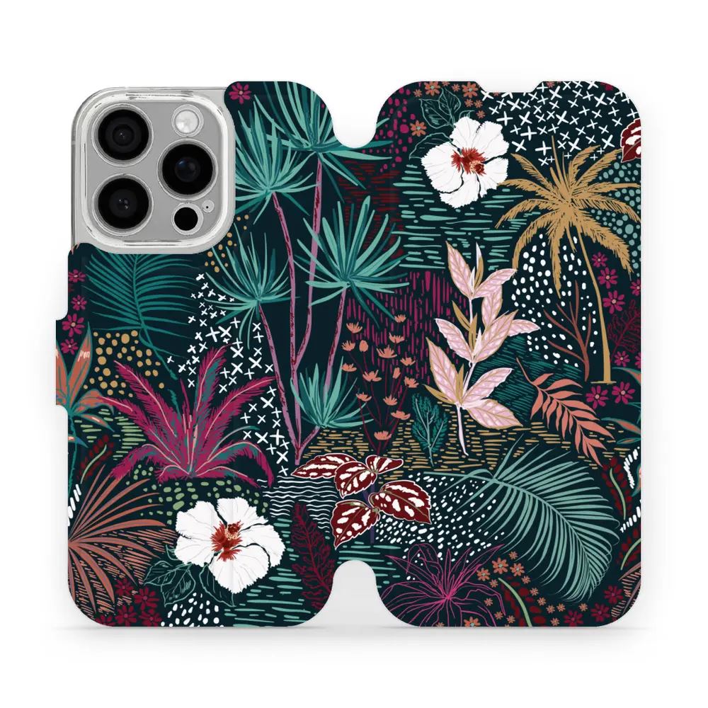 Flipové pouzdro Mobiwear - Apple iPhone 16 Pro - VP13S Temná flóra
