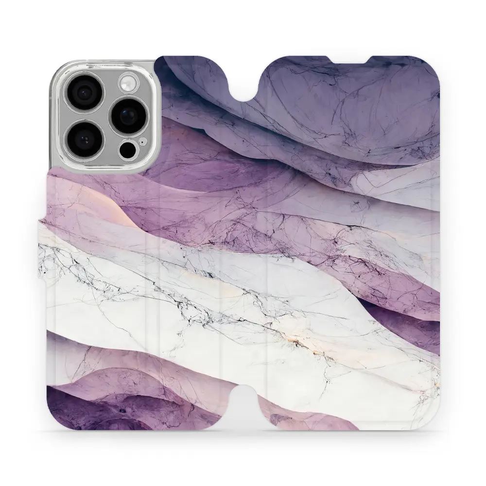Flipové pouzdro Mobiwear - Apple iPhone 16 Pro - VP31S Bílý a fialový mramor