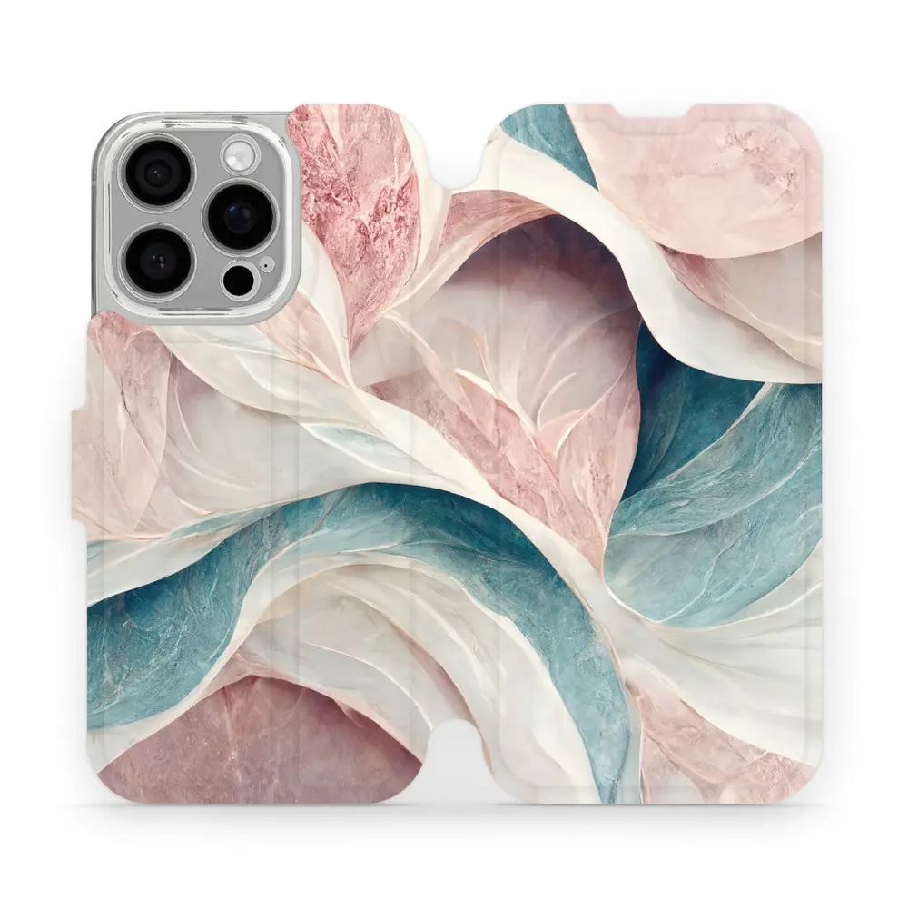 Flipové pouzdro Mobiwear - Apple iPhone 16 Pro - VP33S Růžový a zelenkavý mramor