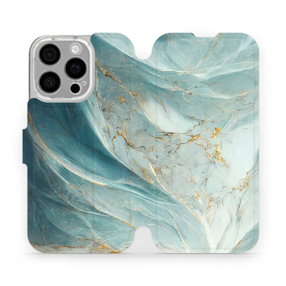 Flipové pouzdro Mobiwear - Apple iPhone 16 Pro - VP34S Zelenkavý a zlatavý mramor