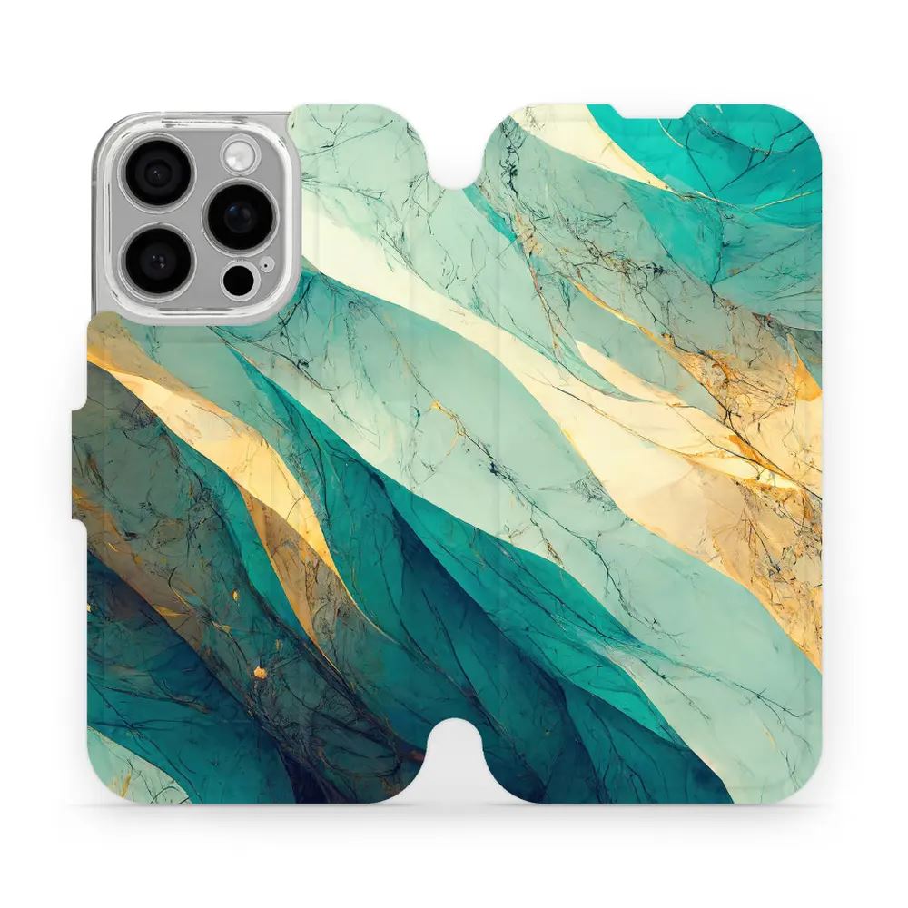 Flipové pouzdro Mobiwear - Apple iPhone 16 Pro - VP37S Zlatavý a zelenkavý mramor