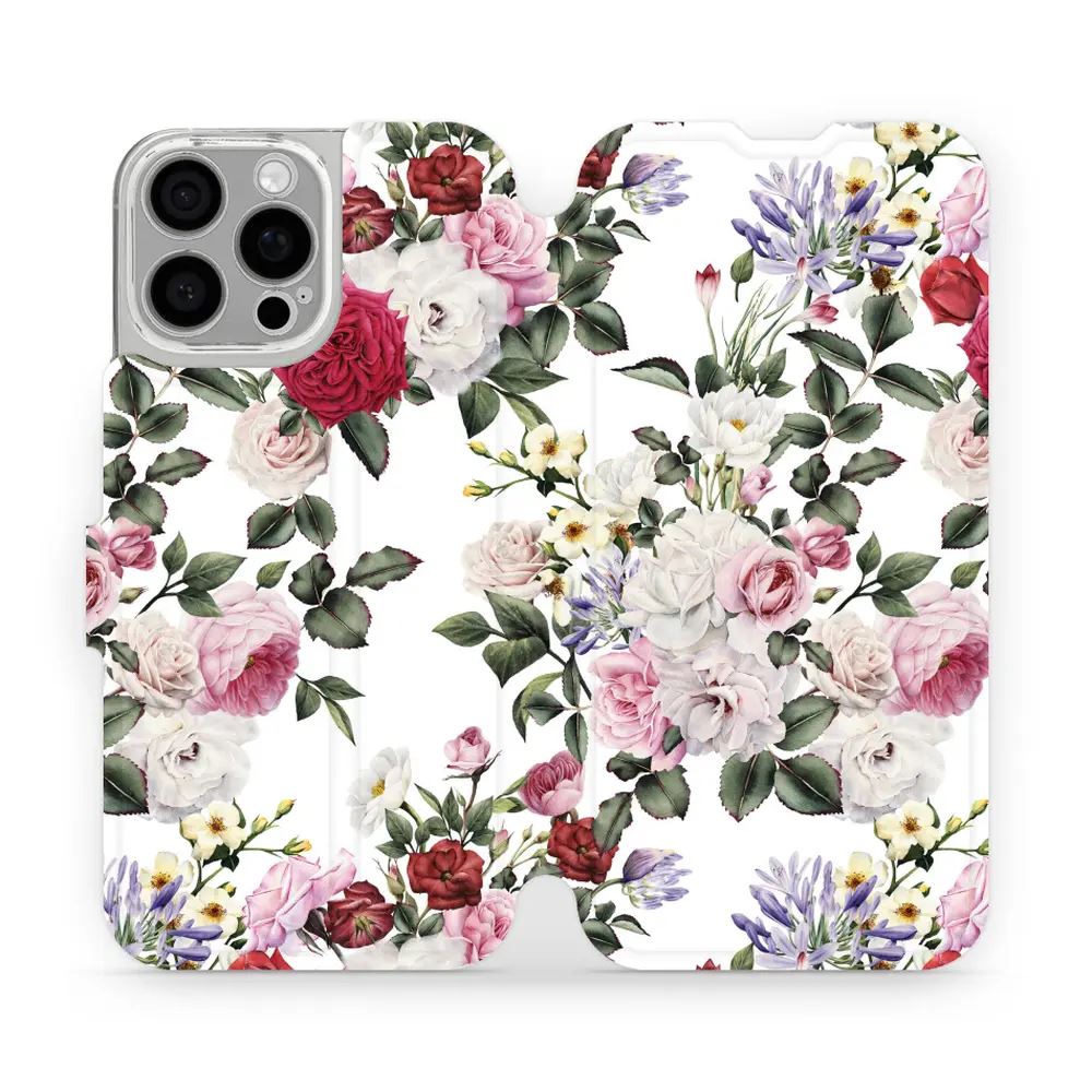 Flipové pouzdro Mobiwear - Apple iPhone 16 Pro Max - MD01S Růže na bílé