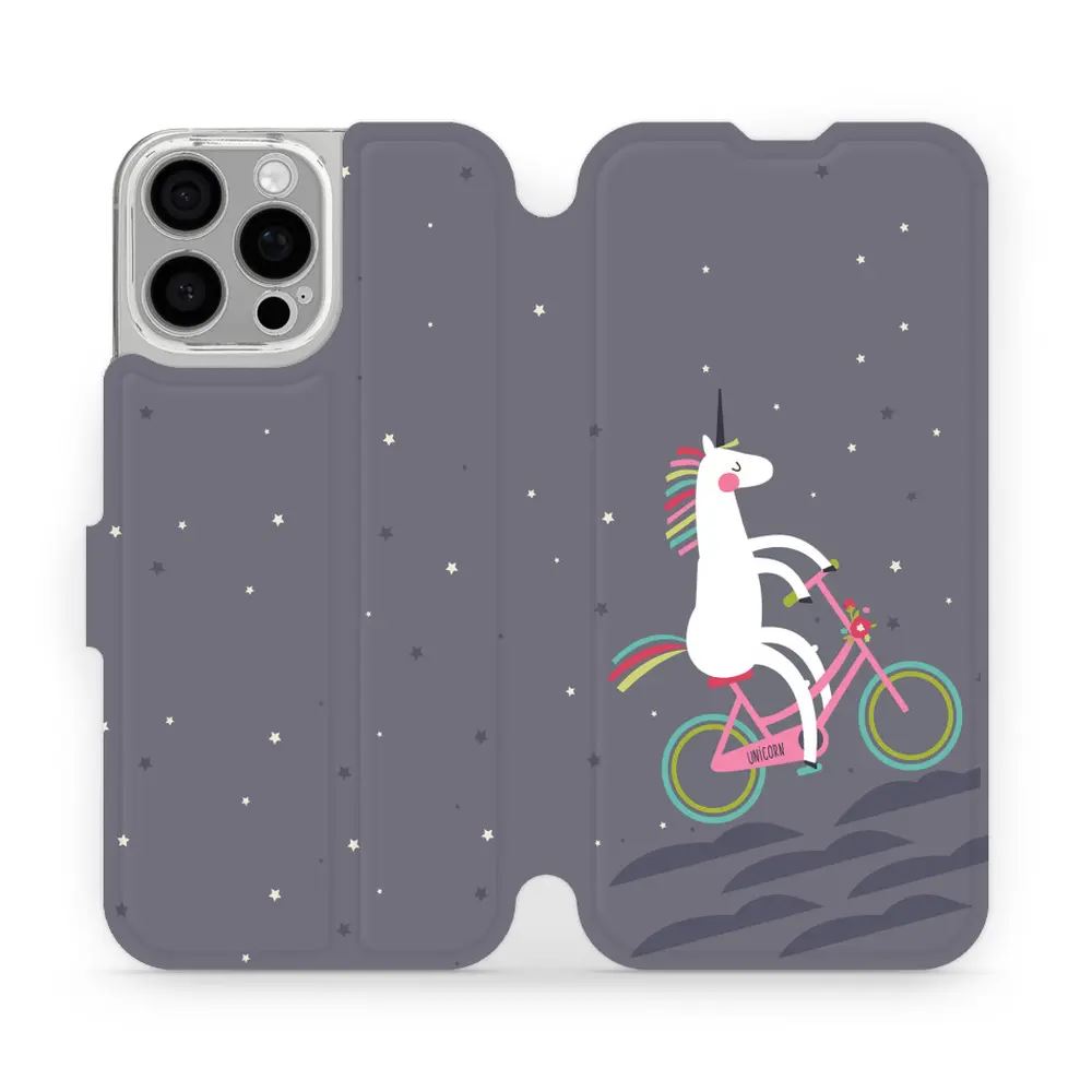 Flipové pouzdro Mobiwear - Apple iPhone 16 Pro Max - V024P Jednorožec na kole