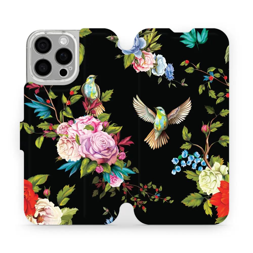 Flipové pouzdro Mobiwear - Apple iPhone 16 Pro Max - VD09S Ptáčci a květy